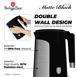 Czajnik elektryczny 1,7L Matte Black / Black Silver Berlinger Haus