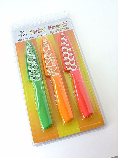 Komplet 3 noże do obierania Tutti frutti 10 cm Gerpol