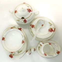 Komplet porcelany obiadowej Rosalin dla 12 osób 44 elementy Heywood