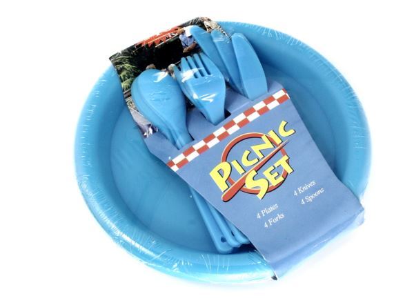 Zestaw piknikowy 16 szt. niebieski Kommar