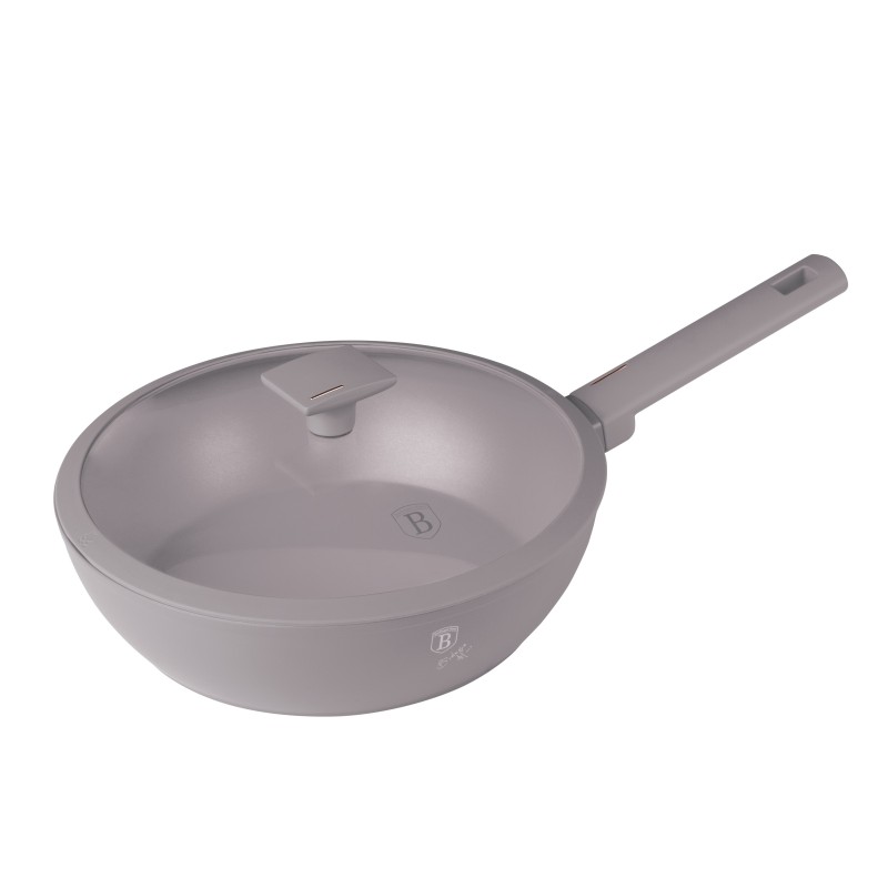 Patelnia wok z pokrywką 28cm Taupe Berlinger Haus
